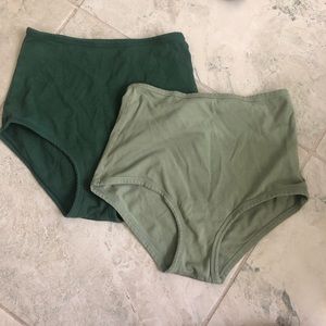 2 SMALL Arq high waisted underwear, FERN & CELADON